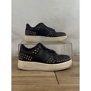Nike Air Force 1 Low Black Gold Studded Stars‎ Women Shoes DJ6909 001